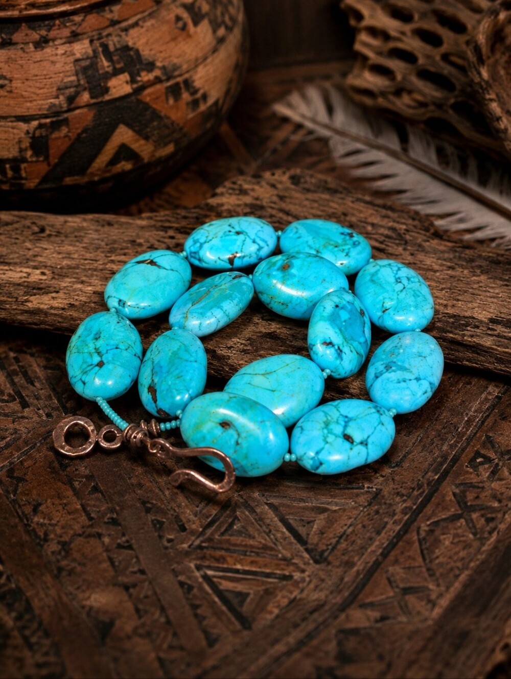 Kingman Turquoise 107 Grams Sterling Silver Vintage Hook Clasp
